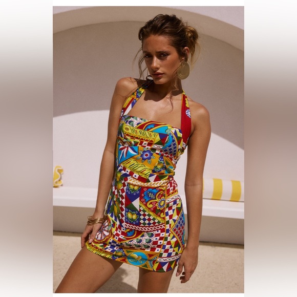 Colorful Patchwork Halter Midi Dress - Picture 5 of 11